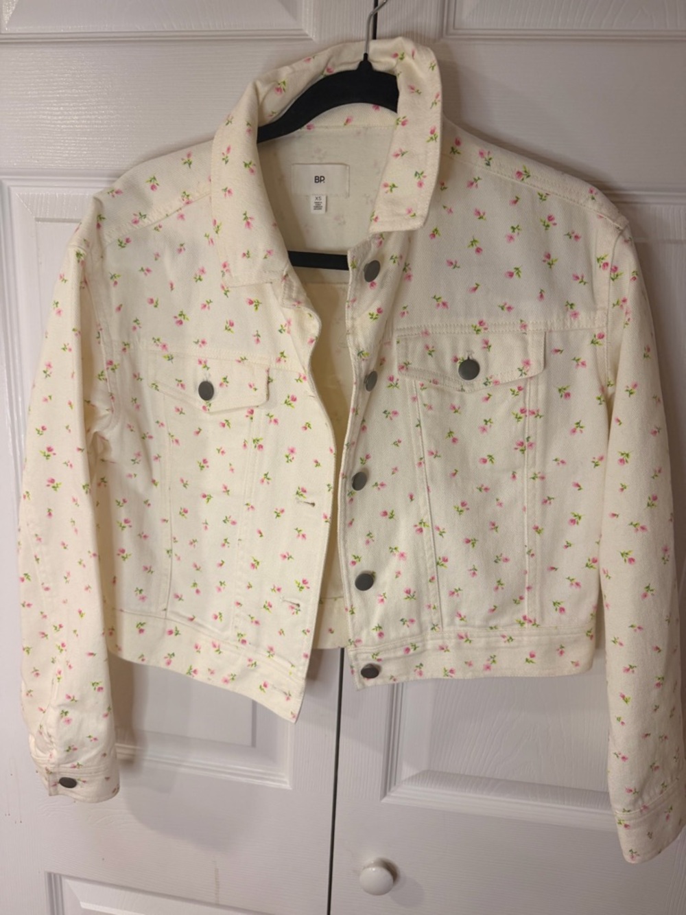 BP. Cream Top with Tiny Pink & Green Floral Dots